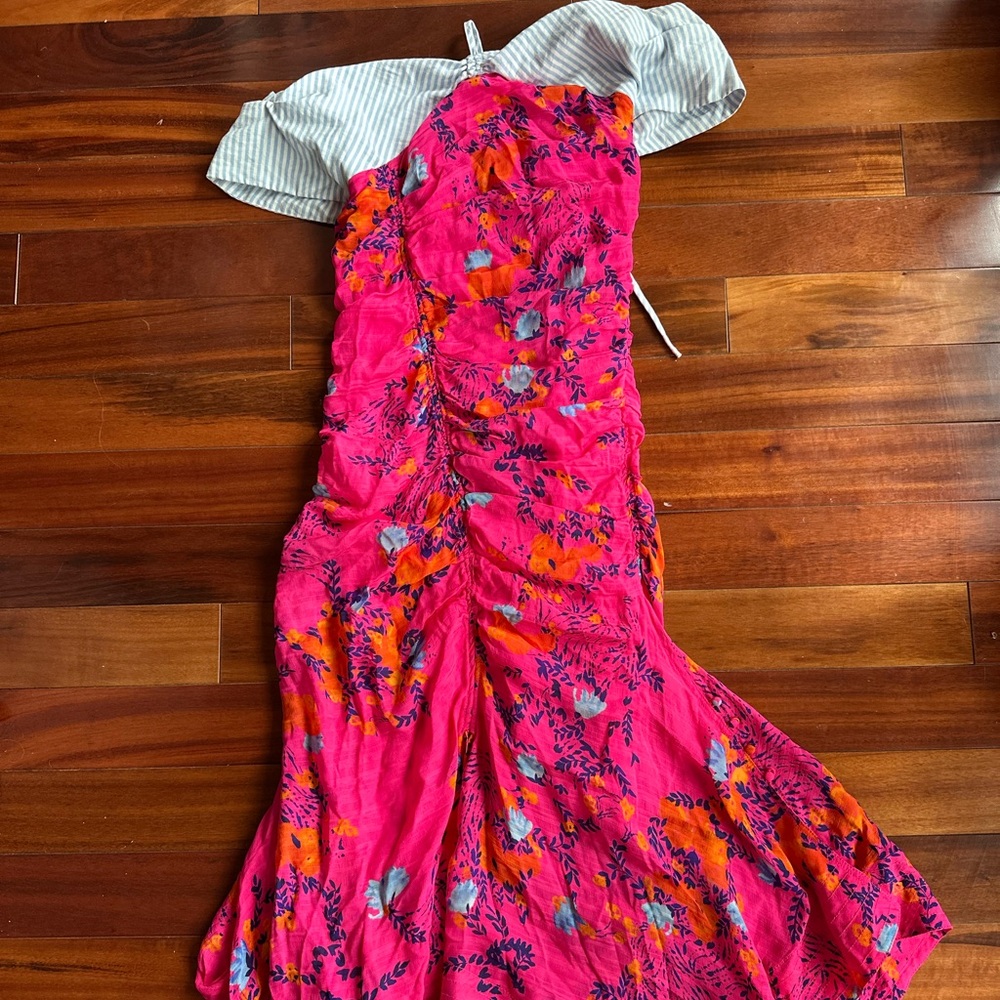 Tanya Taylor Pink and Blue Striped Dress